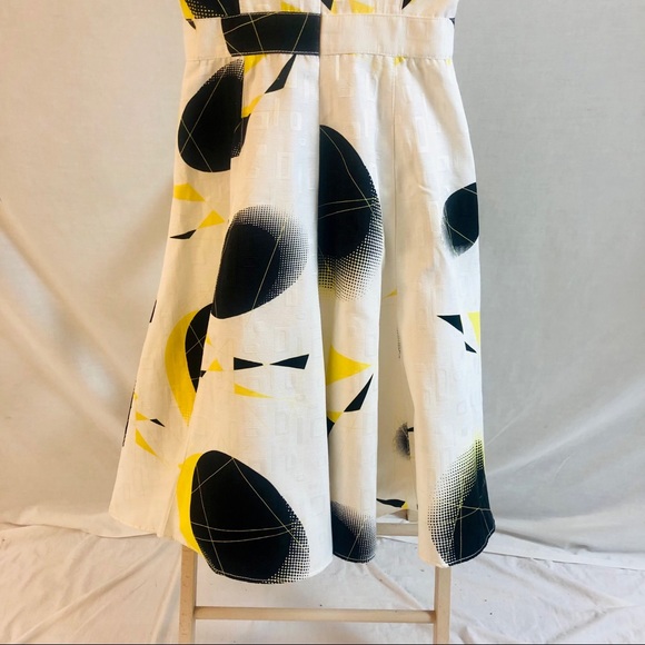 Vintage 90s Alberto Makali Dress and Jacket White Black Yellow Print Size 4 & 6 - Picture 6 of 16